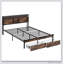 Base de lit plateforme en métal avec tête de lit en bois et pied de lit USB, station de charge, 2 tiroirs, rangement, lumières DEL, aucun sommier requis, assemblage facile-1888846970