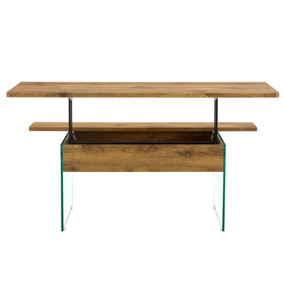 43.3-Inch Lift-Top Coffee Table With Storage Cabinete,Small Rising Glass Dining Center Tables With Storage Shelf And Hidden Compartment -  Latitude Run®, 65033D7A5EB646E3A82EA7D27978879D