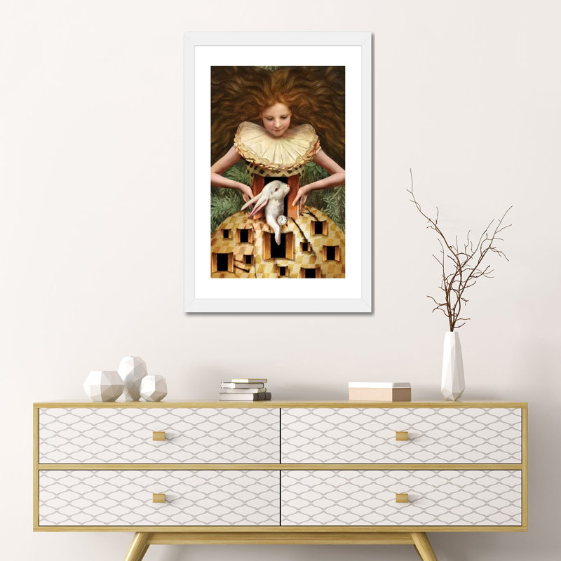«Hello Alice» par Catrin Welz-Stein - impression d'art graphique, Papier encadré blanc, H 24 po x l 16 po x P 1 po, Blanc