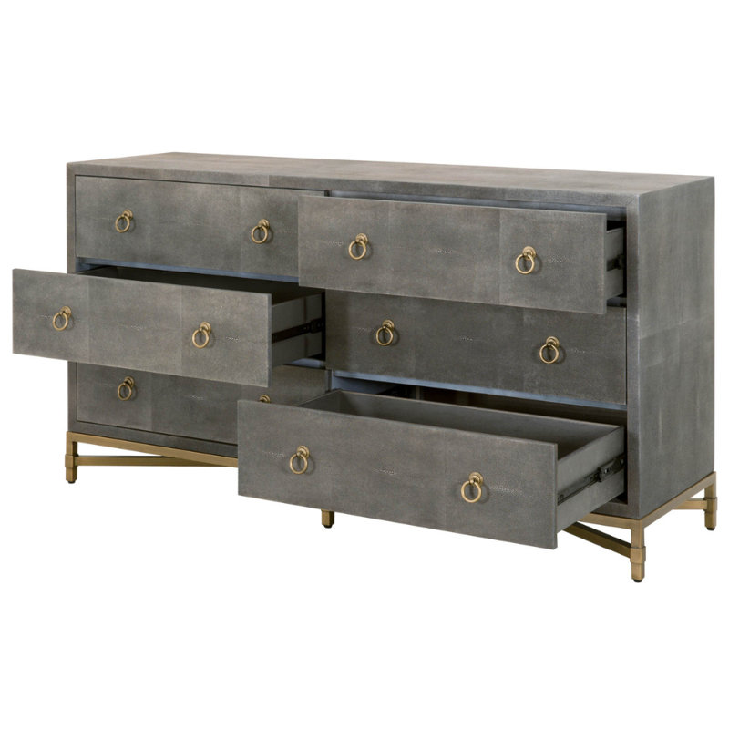 Commode double 6 tiroirs Mercato, Gris