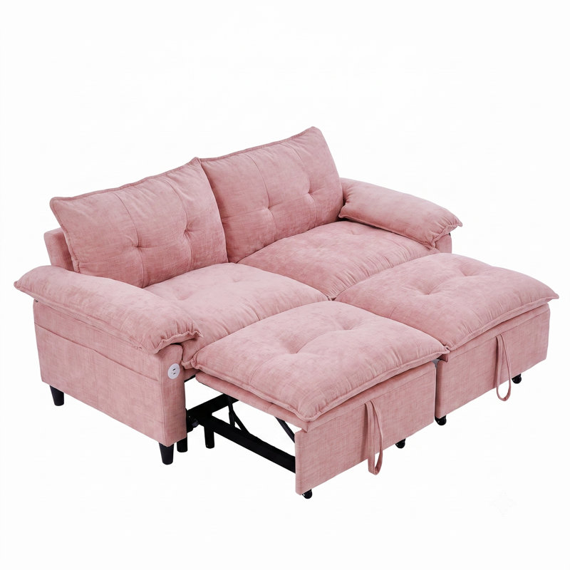Canapé-lit convertible avec matelas escamotable 73 po, Rose