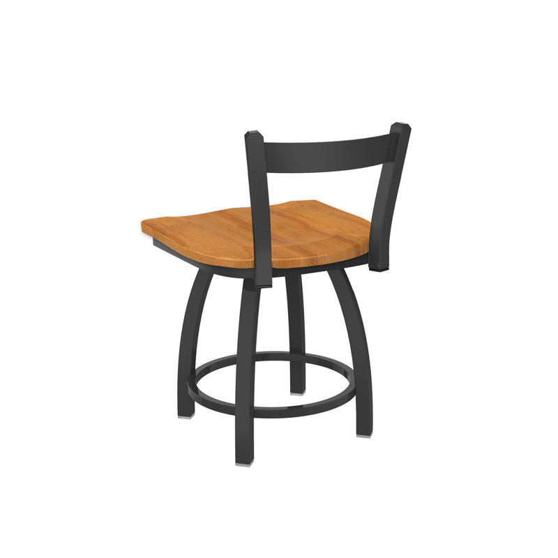 Tabouret de coiffeuse en métal Catalina, Étain, Bois - érable moyen