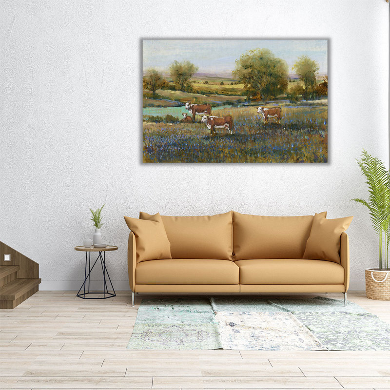 «Field of bovins II», reproduction d'art sur toile, H 40 po x l 60 po