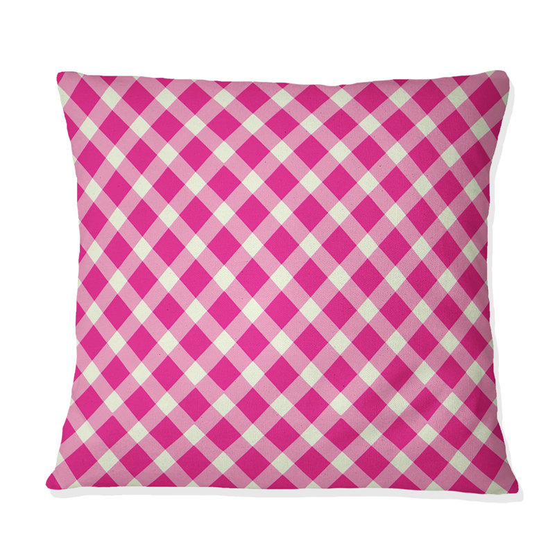 Rose Houndstooth Charm II - Coussin décoratif traditionnel, H 16 po x l 16 po