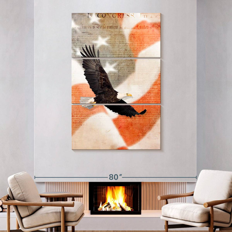 Brampt US Flag Bald Eagle, 74" H x 48" W