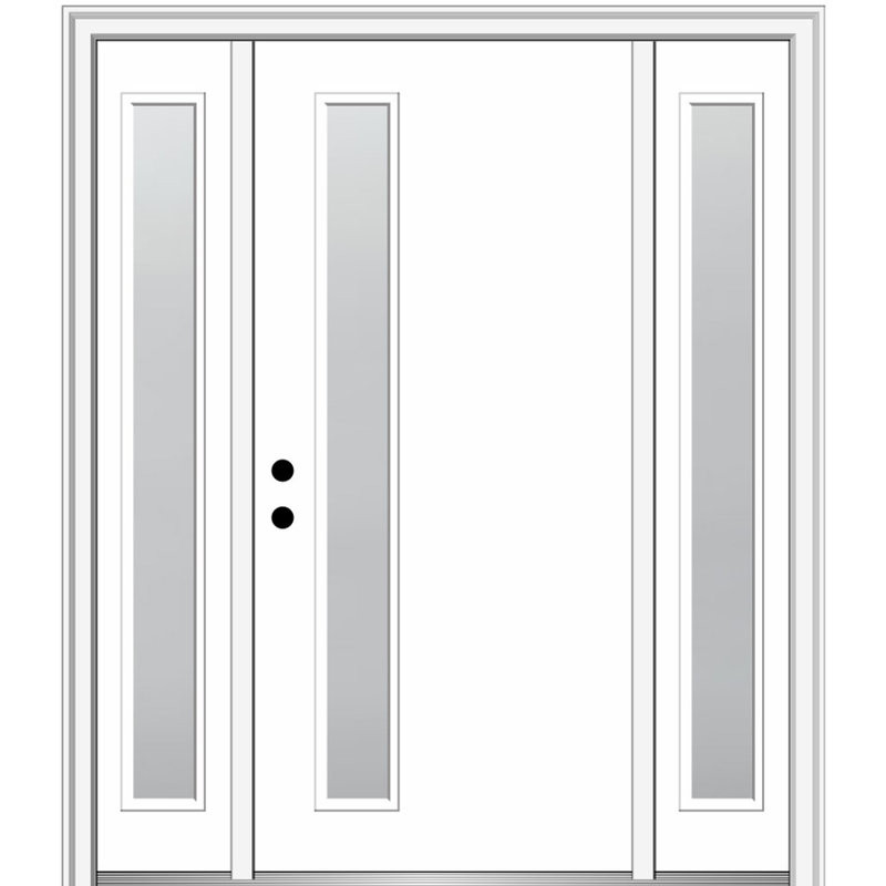 81.75'' Glass Fiberglass Front Entry Doors, Right Hand/Inswing, Frosted, 81.75" H x 64.5" W x 6.563" D