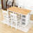 Devra 5-Piece Dining Set, Counter Height Wooden Table with 3-Tier Storage and Upholstered Chairs-1270612448