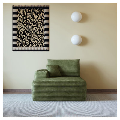 Green Left-Facing Sleeper Sectional Piece with Foam Fill, No Assembly Required