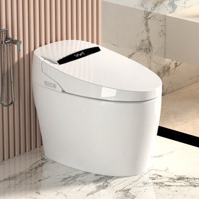 Smart Toilets with Heated Bidet Seat.Portable toilet with bidet built.Intelligent Toilet Auto Open/Close Seat. Bidet toilet with Dryer and Warm Water  (White)