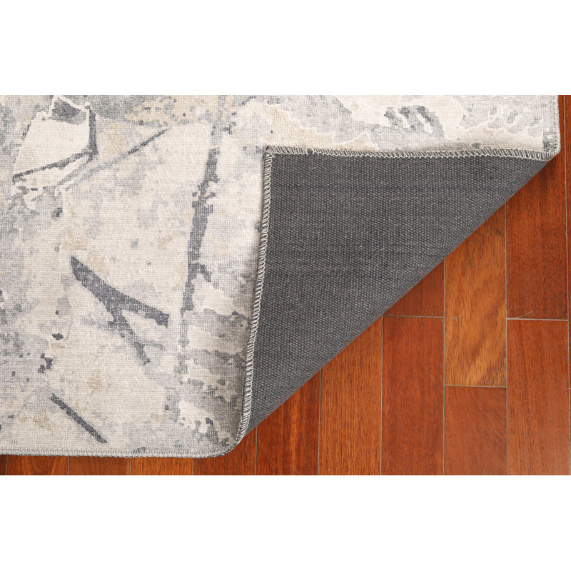 Tapis beige en coton / polyester tissé à la machine Jhace, Rectangle 8 pi 4 po x 11 pi 6 po