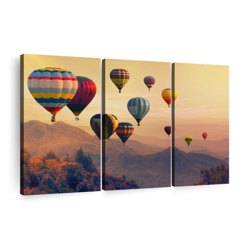 " Sunset Hot Air Balloons " on, 36" H x 57" W