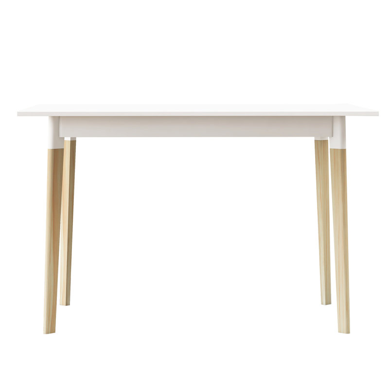 Table rectangulaire de 47 pouces pour la salle à manger ou l'ordinateur, cuisine blanche moderne avec pieds solides, design minimaliste, plateau, peint, construction pouces, saveur robuste, finition lisse, peinture, solide et