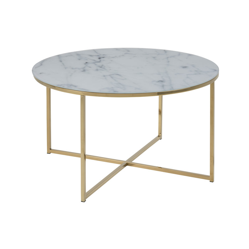 Bonilla Frame Coffee Table, Light Grey, 46cm H x 80cm W x 80cm D, Gold