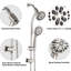 Pomme de douche double en nickel brossé avec perceuse - barre coulissante en acier inoxydable et gicleur de massage à 7 réglages 5 pouces-120997323