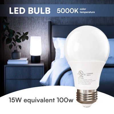 A19 LED Light Bulb with Motion Sensor, 9W 800LM 5000K Daylight, E26 Base, Dusk to Dawn & Infrared Sensor, Non-Dimmable, 2 Pack