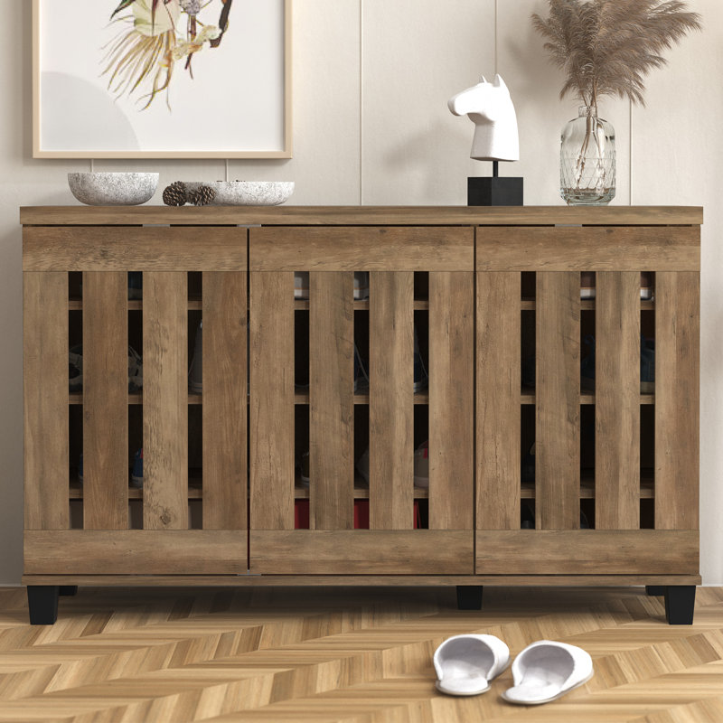 Baron 3 Door Shoe Storage Cabinet, Knotty Oak