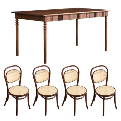 Vintage walnut dining table set