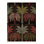 Dark Toned Multicolor Palm Tree Patterned Woven Base Modern Decorative Washable Rug