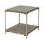 Table de bout en métal. Graphite vieilli pour une touche moderne. Matériaux. Tablette de rangement. Tablette fixe l 23 po x P 27 po x H 24 po avec graphite.