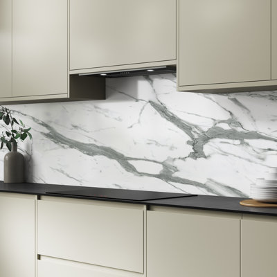 White Marble Aluminium  Kitchen Splashback