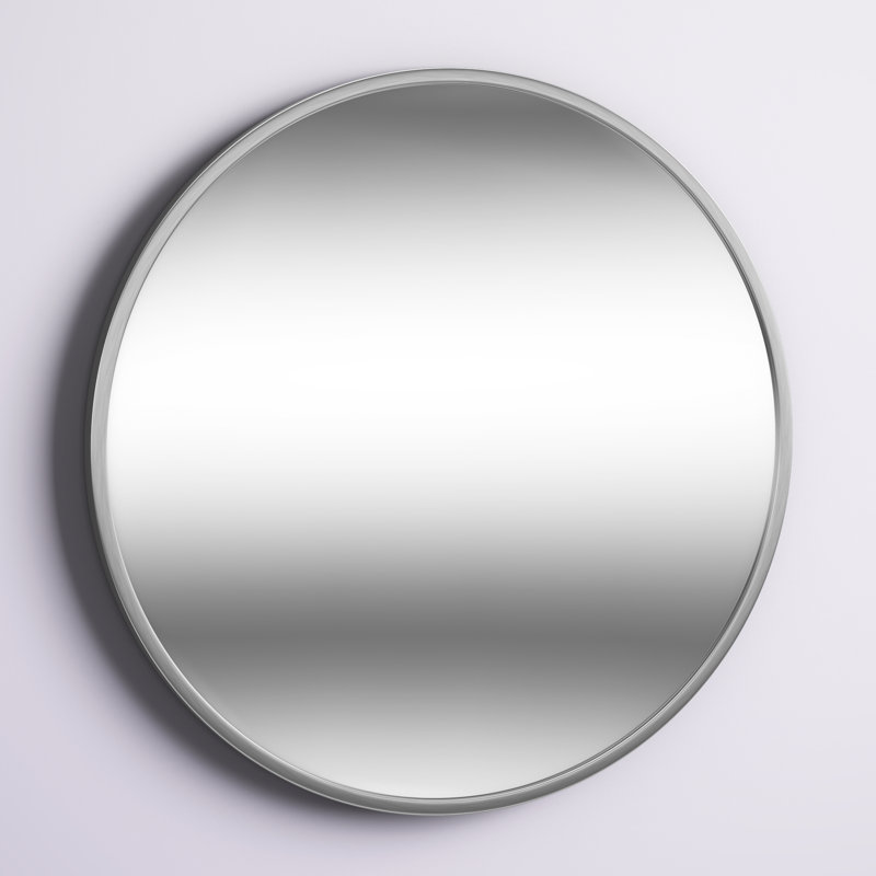 Metal Flat Wall Mirror, Brushed Nickel