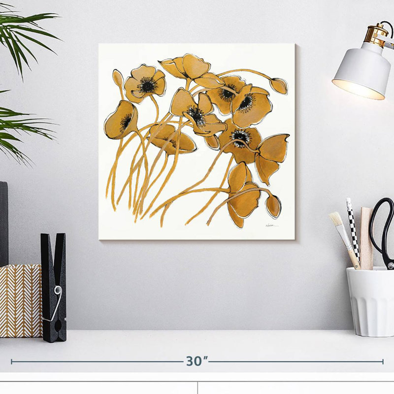 Coquelicots Harnek Gold Black Line II, H 16 po x l 16 po