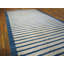 Antique Indian White and Blue Striped Oversized Dhurrie Rug