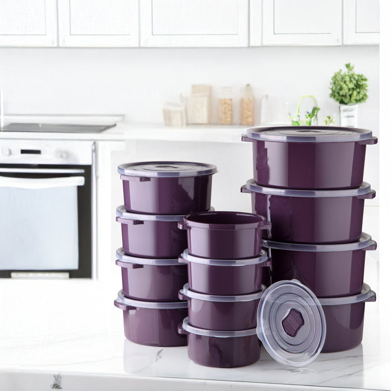 Durable Purple Storage Box Set (12 Pieces), BPA Free, 8.7 in Diameter x 3.7 in Height (4 Pieces), 7.1 in Diameter x 3.0 in Height (4 Pieces), 5.5 in Diameter x 2.2 in Height (4 Pieces) | Ideal for Organizing & Decluttering