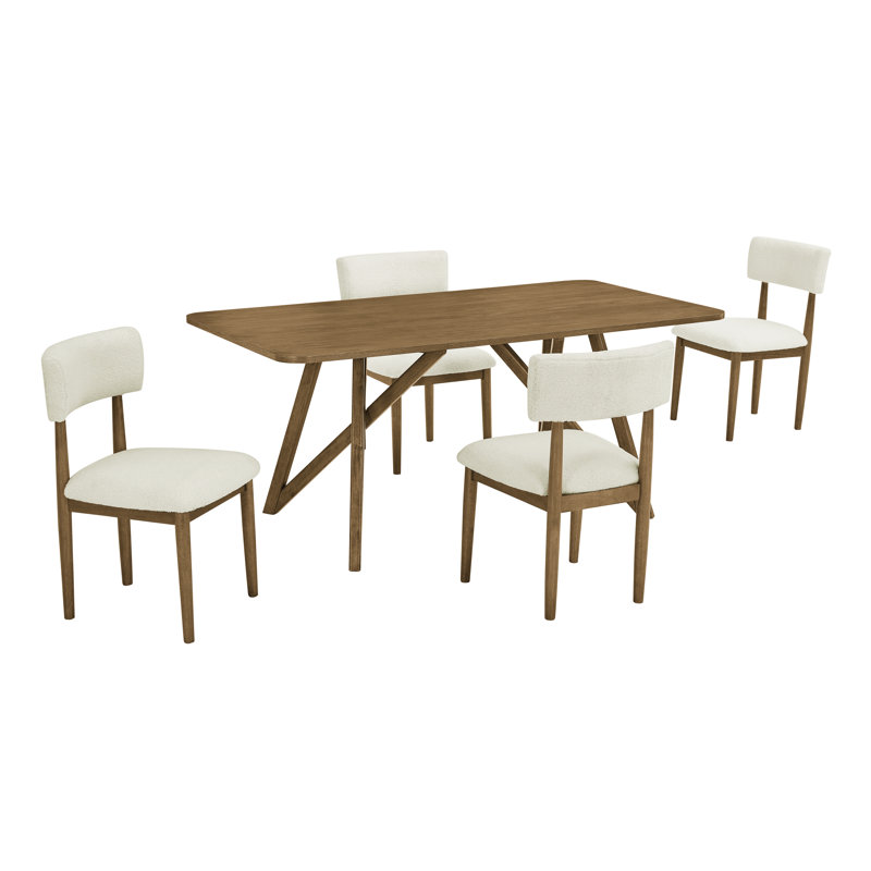 Axler Dining Set, Tripod-Cross Dining Table With Stylish Chairs, 5, Brown