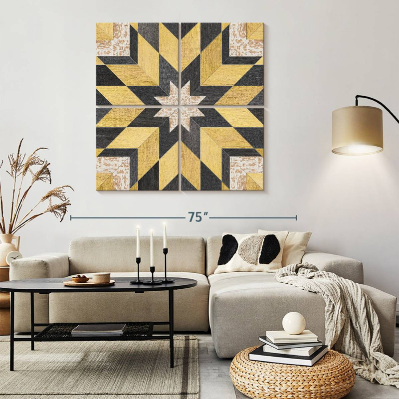 «Abstract Geometric Floral», ensemble de 4 pièces par Lulu, H 57 po x l 57 po x P 1,25 po