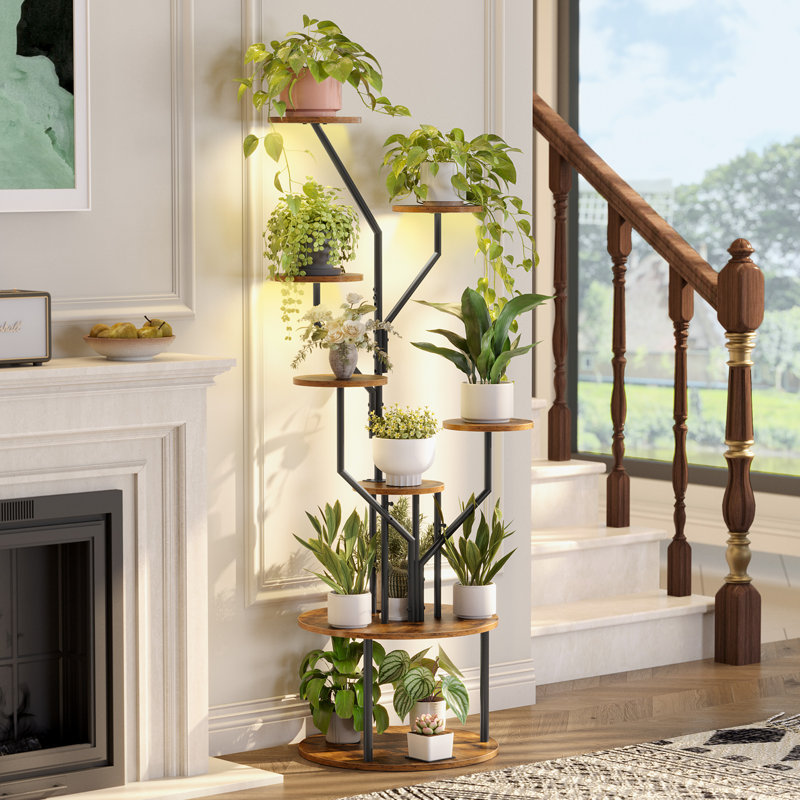 62.2“ Plant Stand With Grow Lights, 8 Tiered Metal Plant Shelf