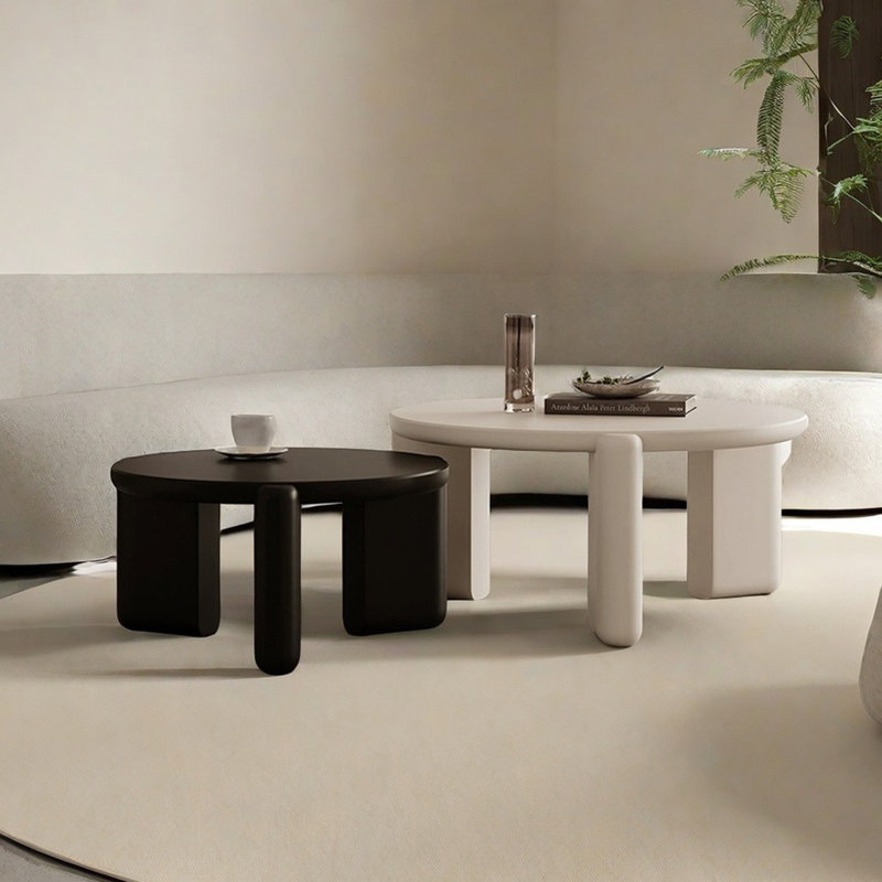Table basse avec plateau en bois épaissi, H 14,96 po x L 47,24 po x l 27,55 po, Noir / blanc