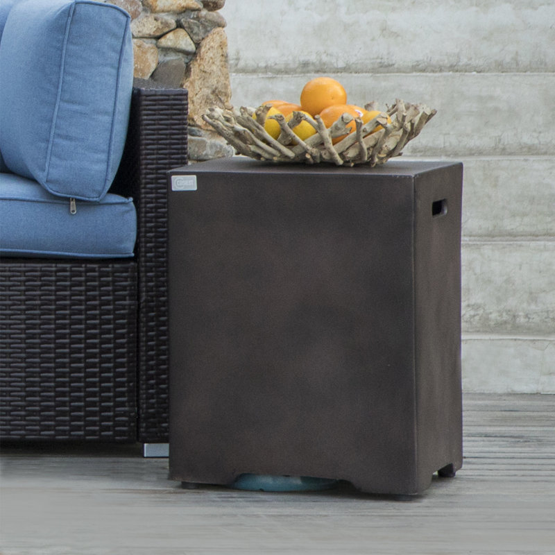 Dark Bronze Concrete Outdoor Propane Tank Cover Table
