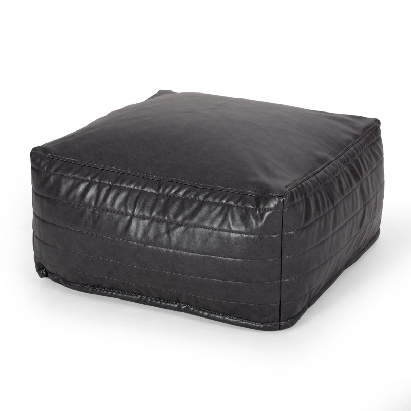 Repose-pieds rectangulaire en similicuir 24 po x 24 po x 12 po, Gris