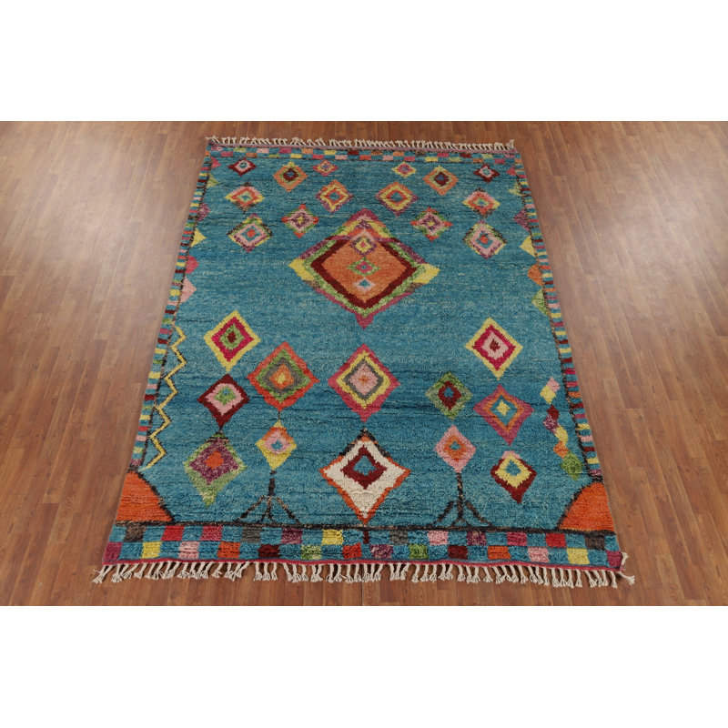 Bleu pâle pelucheux de style oriental marocain