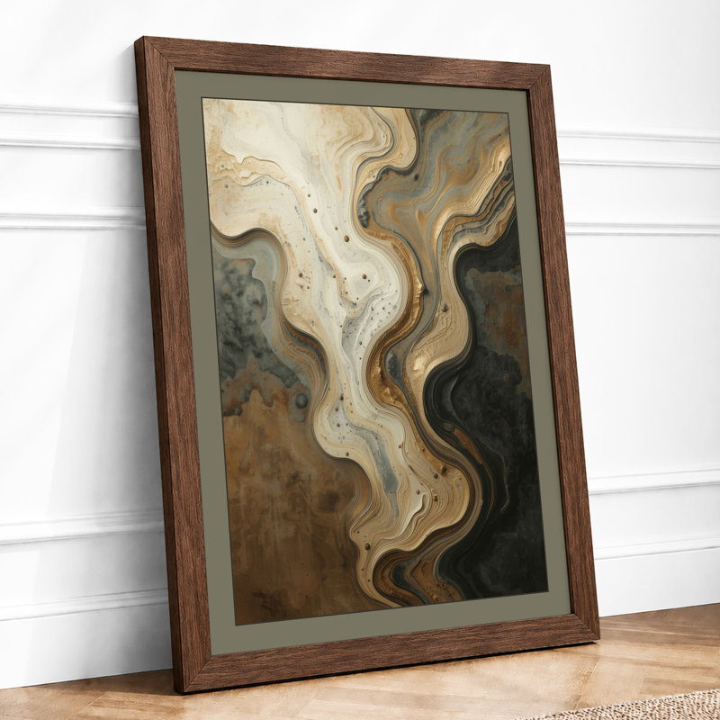 Divided Earth Abstract - Framed Print, A1 - 84.1 x 59.4 cm, Walnut