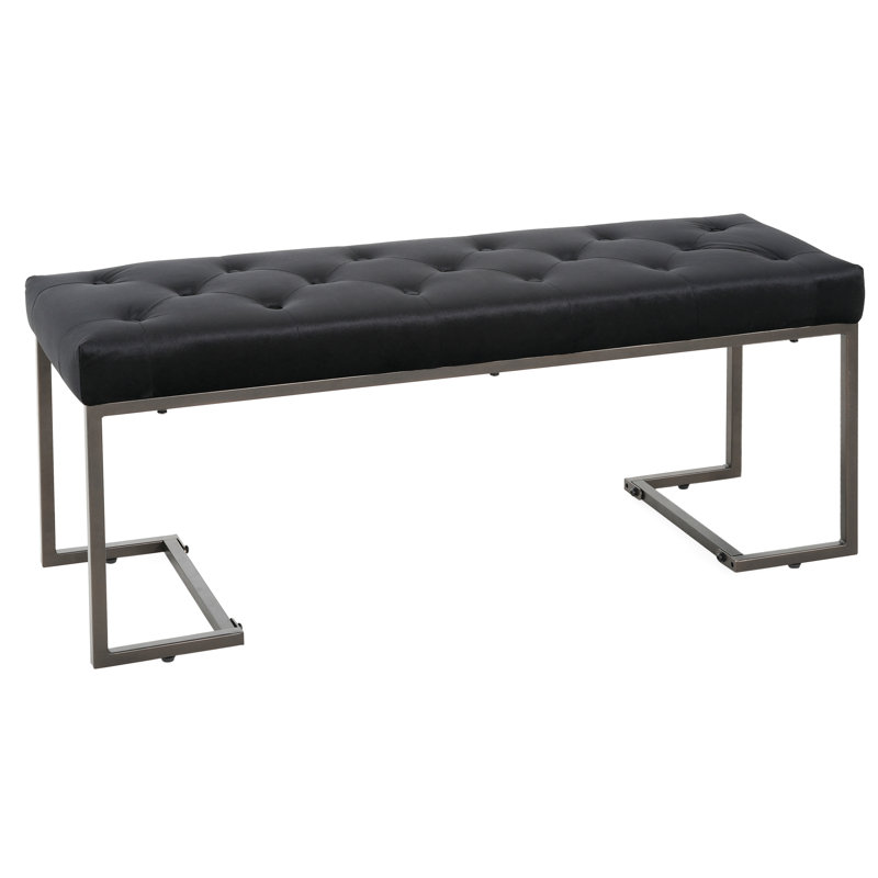 Banc rembourré capitonné, Noir