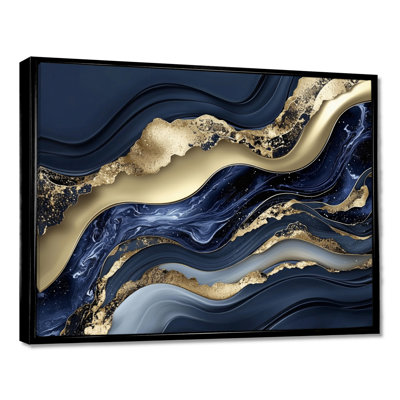 Gold And Blue River Of Marble Chaos II - Abstract Marble Wall Art