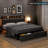 Axyl Bed Frame with 2 Storage Drawers, LED Bed Frame with 2-Tier Storage Headboard&Charging Station, Metal Platform Bed Frame, No Box Spring Needed-1118815823-1118815816