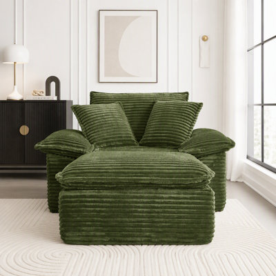 Fauteuil surdimensionné avec repose-pieds, assise profonde et assemblage sans outil