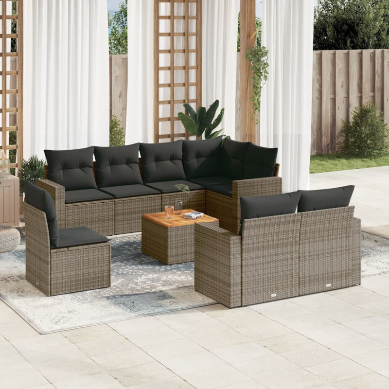 Ensemble de canapé de jardin Vidaxl gris et brun