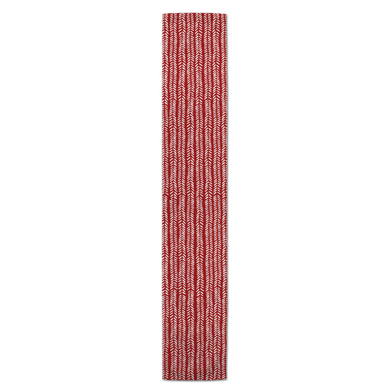 Chemin de table en losanges pointillé Nalston, 90 po x 16 po, Rouge, Géométrique 2
