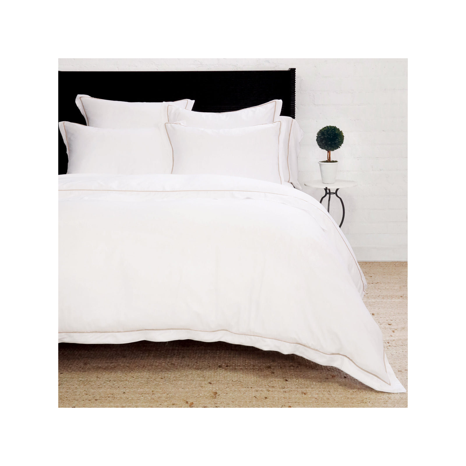 Sheena Rayon From Bamboo Sham Set, White/Sand