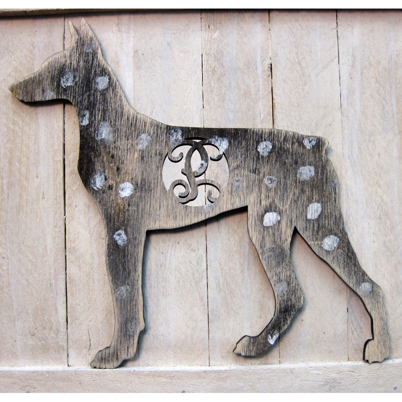 Décoration murale à forme de bois rétro "rétro" silhouette dog rustique, D