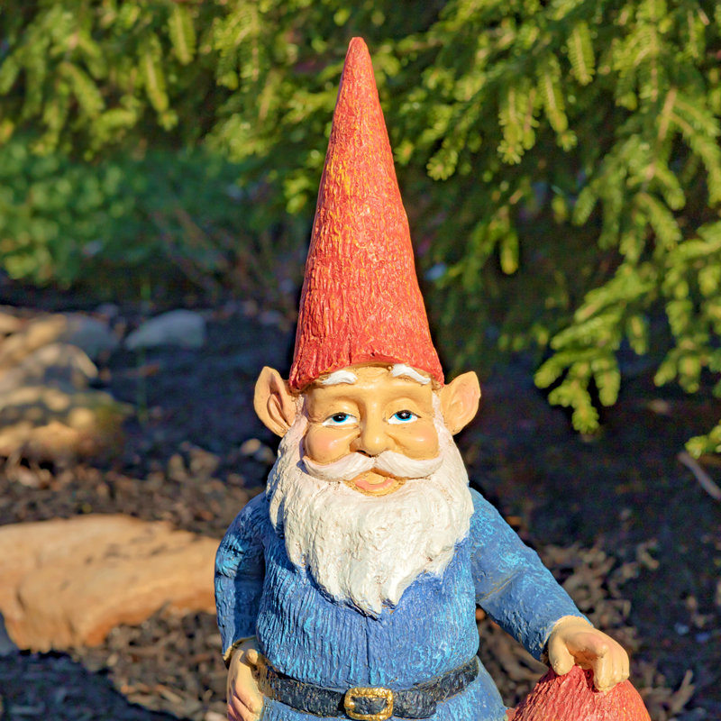 Statue de jardin de gnome 16 po avec champignons
