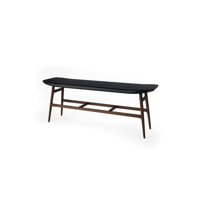 Freja Leather Dining Bench, Saddle Leather Nude, Natural Oak