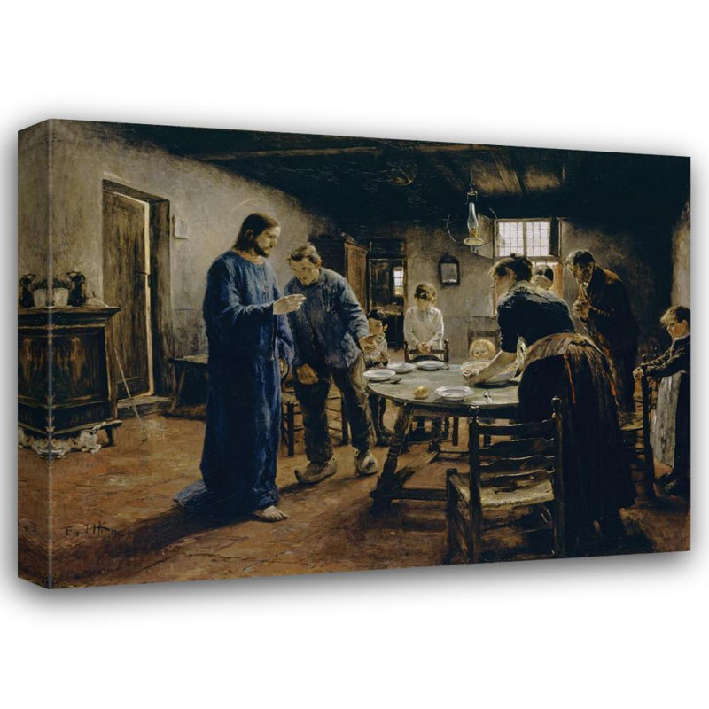 «The Mealtime Prayer» par Fritz Von Uhde - Art mural sur toile tendue avec châssis, H 40 po x l 28 po