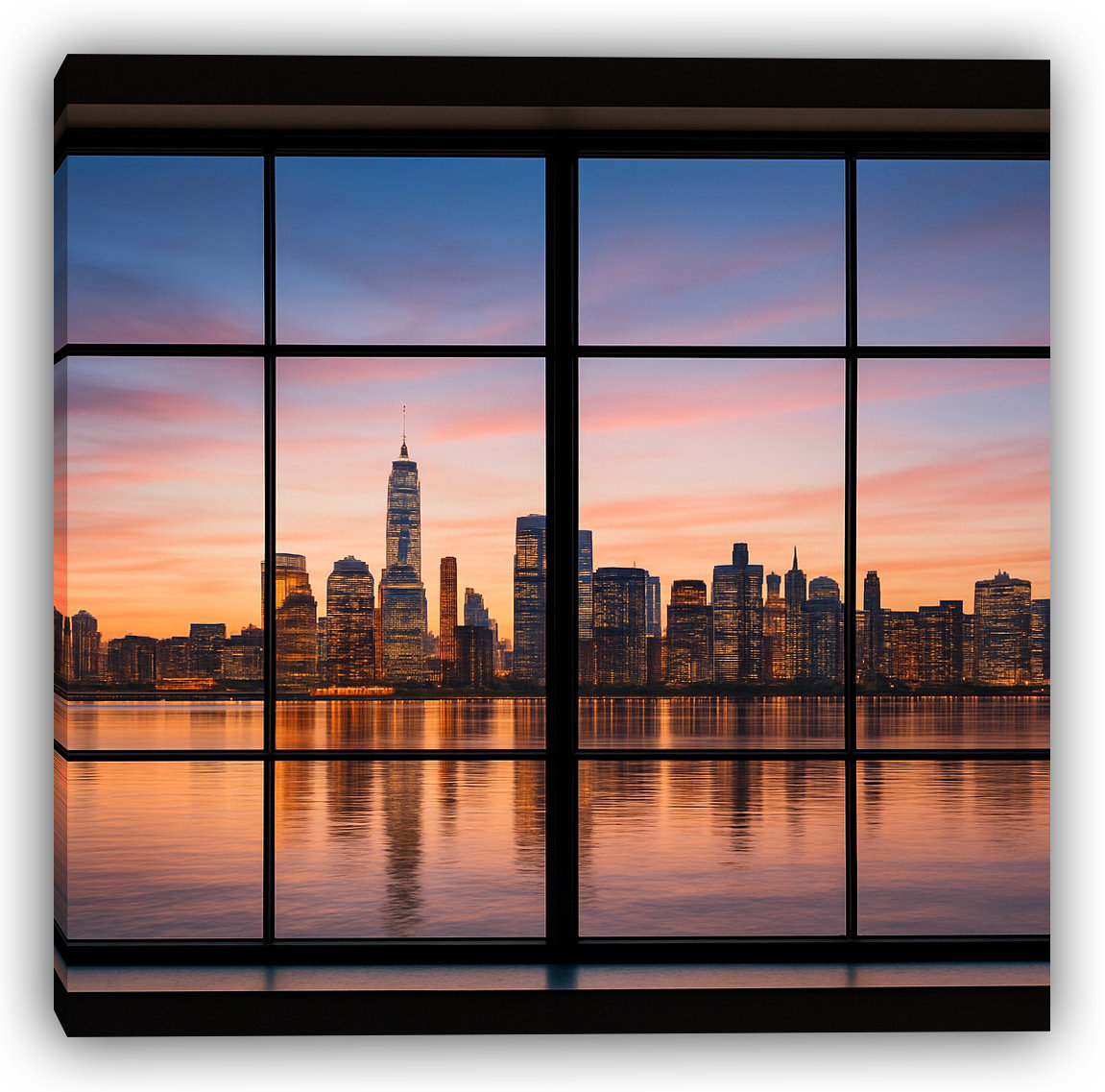 Latitude Run® Cityscape Glow - Framed Window View of NYC Skyline at ...