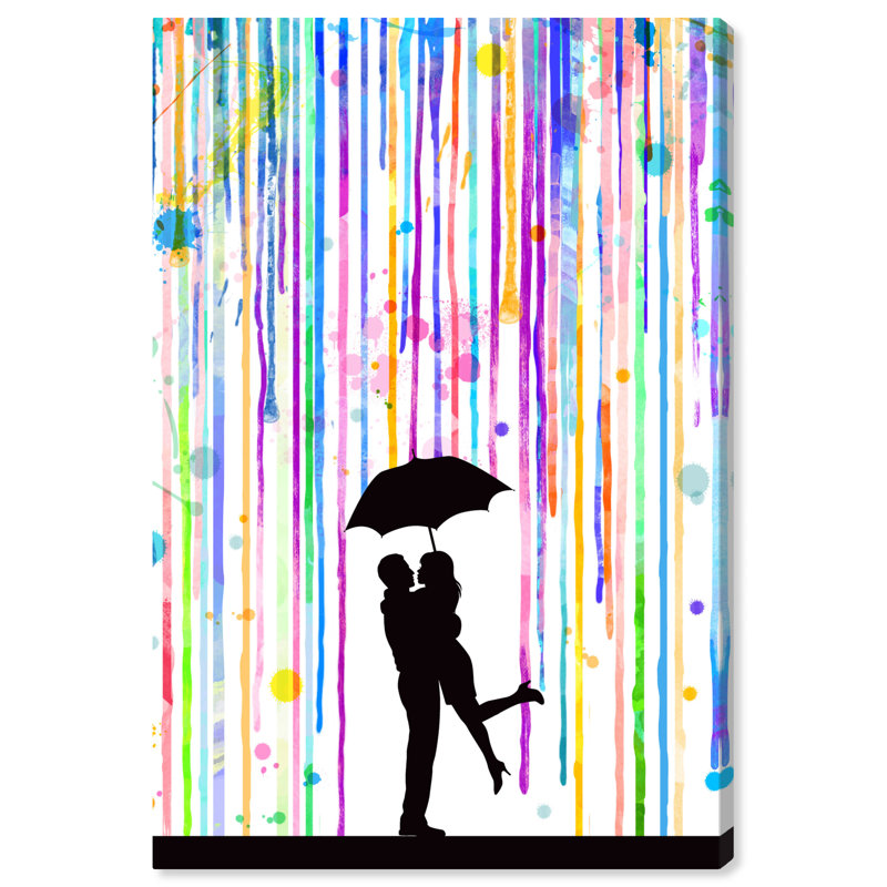 «People and Portraits Colorful Rain Shower II Couples», reproduction d'art graphique, H 15 po x l 10 po x P 1,5 po
