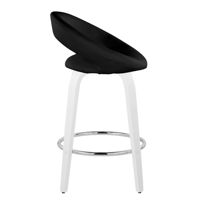 Poppy 26" Fixed-Height Counter Stools with Bent Wood Legs & Round Footrest, Black